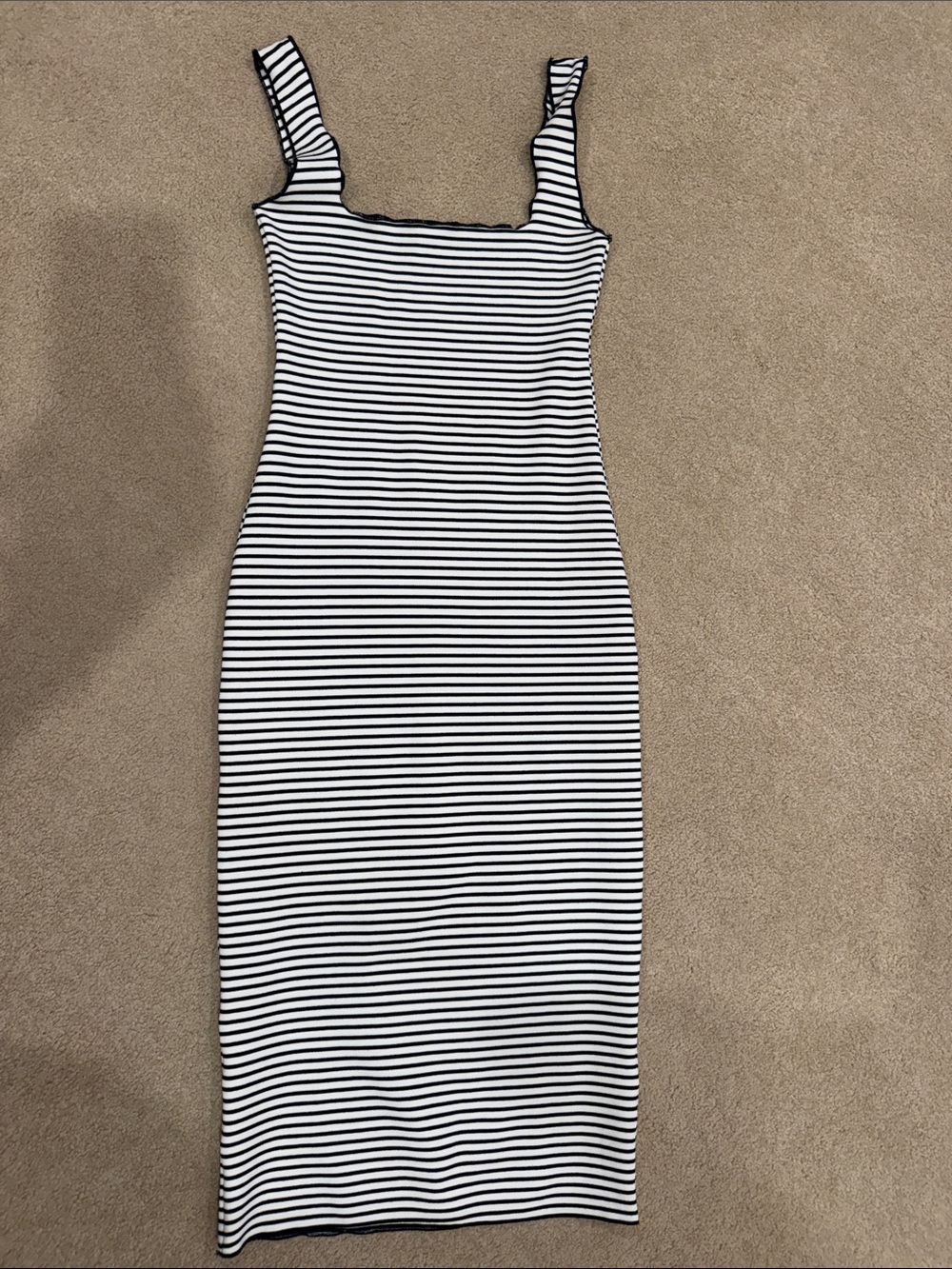 Zara Black & White Striped Midi Tank Dress